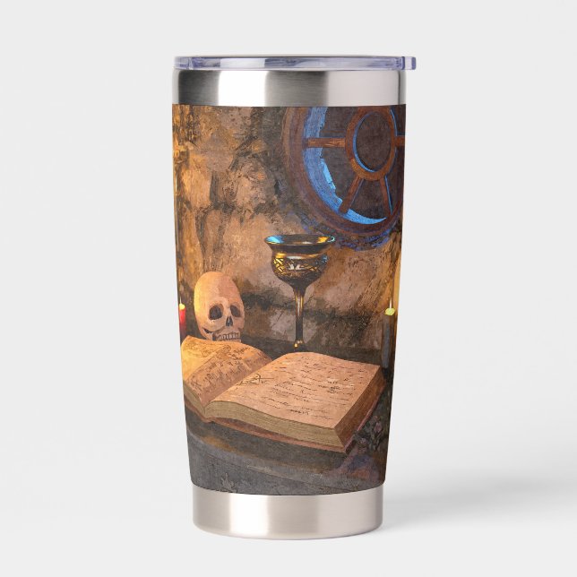 Medieval Fantasy Wizard's Study Insulated Tumbler (Left)