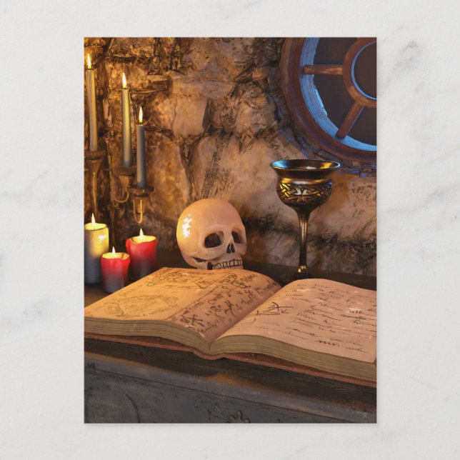 Medieval Fantasy Wizard's Study Postcard (Front)