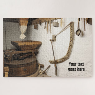 Medieval Farm Scene Wood Tones Jigsaw Puzzle