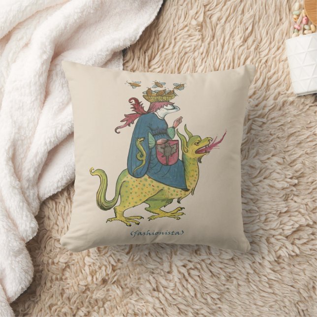 Medieval Fashionista Throw Pillow (Blanket)
