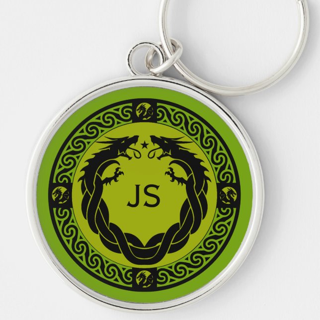 Medieval Fire Dragon Timepiece Keychain (Front)