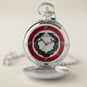 Medieval Fire Dragon Timepiece Pocket Watch