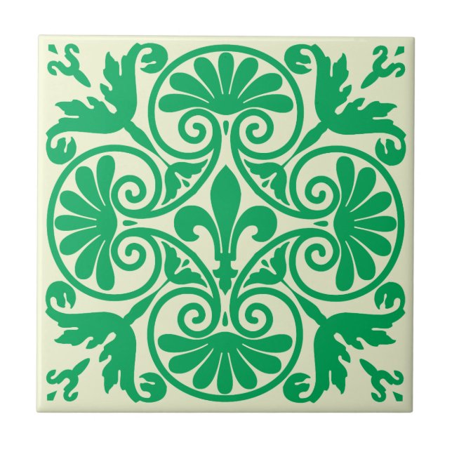 Medieval Fleur De Lis Pattern Ceramic Tile (Front)