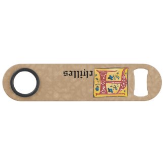 Medieval Floral Illuminated Letter A Monogram Bar Key