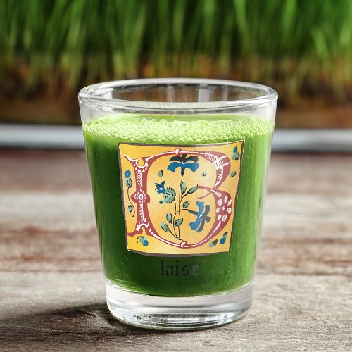 Medieval Floral Illuminated Letter B Monogram Shot Glass