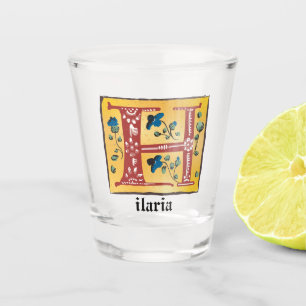 Medieval Floral Illuminated Letter H Monogram Shot Glass