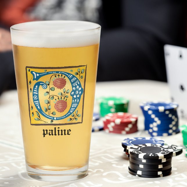 Medieval Floral Illuminated Letter O Monogram Glass (Creator Uploaded)