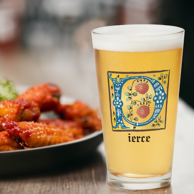 Medieval Floral Illuminated Letter P Monogram Glass (Creator Uploaded)