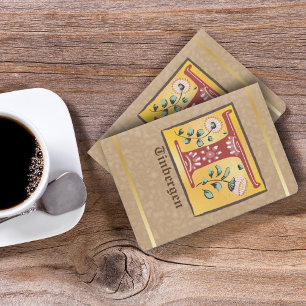 Medieval Floral Illuminated Letter T Monogram Passport Holder