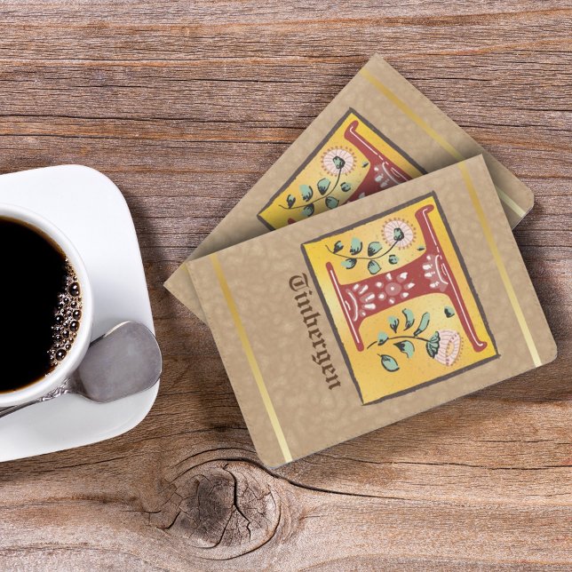 Medieval Floral Illuminated Letter T Monogram Passport Holder (Creator Uploaded)