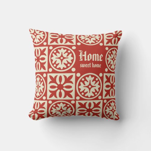 Medieval floral ornaments Home sweet home text Outdoor Pillow