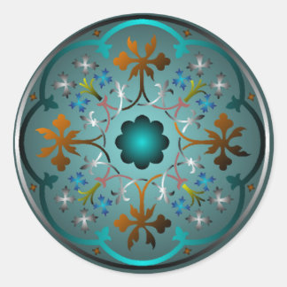 Medieval Floral Pattern Classic Round Sticker