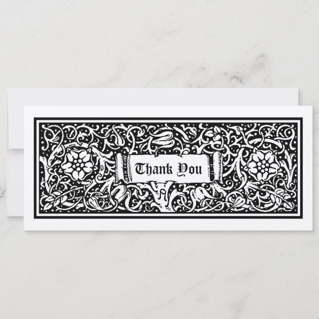 Medieval Floral Vine Thank You Card Template (Front)