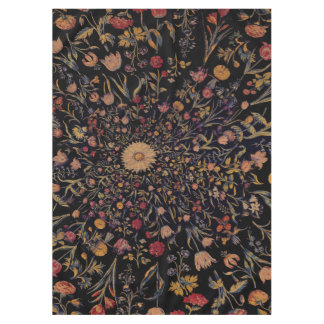 Medieval Flowers on Black Tablecloth