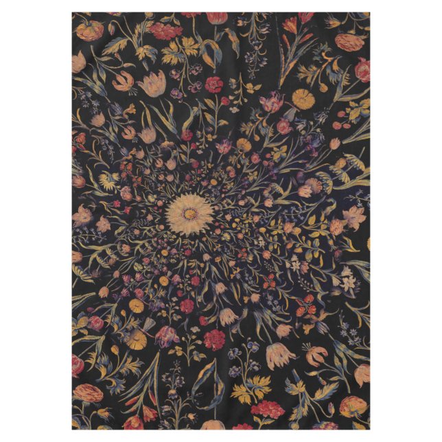 Medieval Flowers on Black Tablecloth (Front)