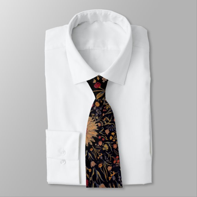 Medieval Flowers On Black Tie (Tied)