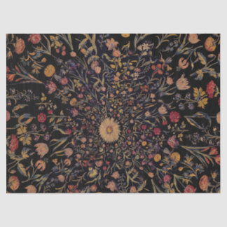 Medieval Flowers on Black Tissue Paper