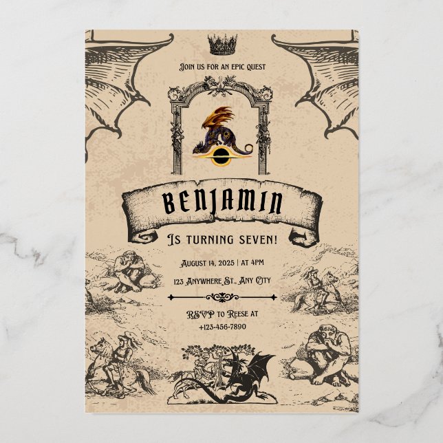 medieval  foil invitation (Front)