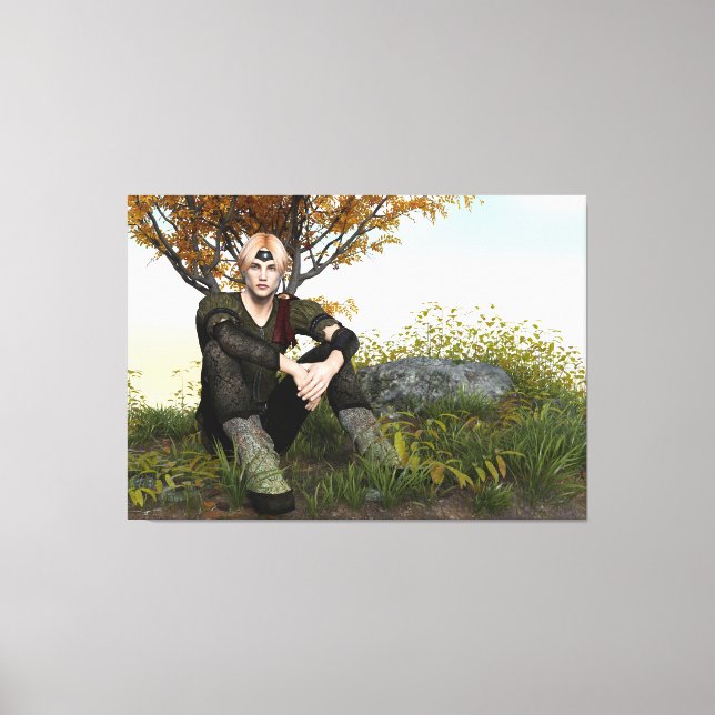 Medieval Forest Prince Fantasy Portrait Canvas Print (Front)