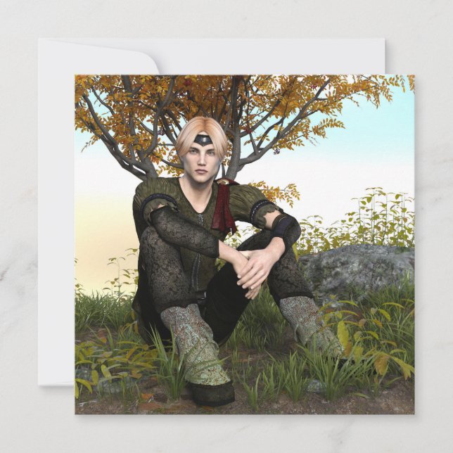 Medieval Forest Prince Fantasy Portrait Card (Front)