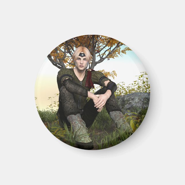 Medieval Forest Prince Fantasy Portrait Magnet (Front)