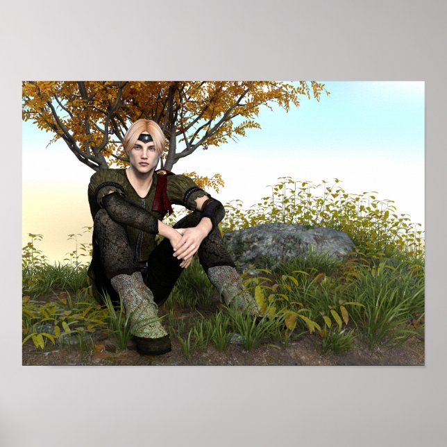 Medieval Forest Prince Fantasy Portrait Poster (Front)