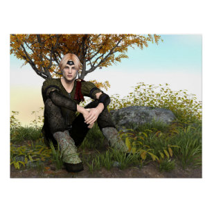 Medieval Forest Prince Fantasy Portrait Poster