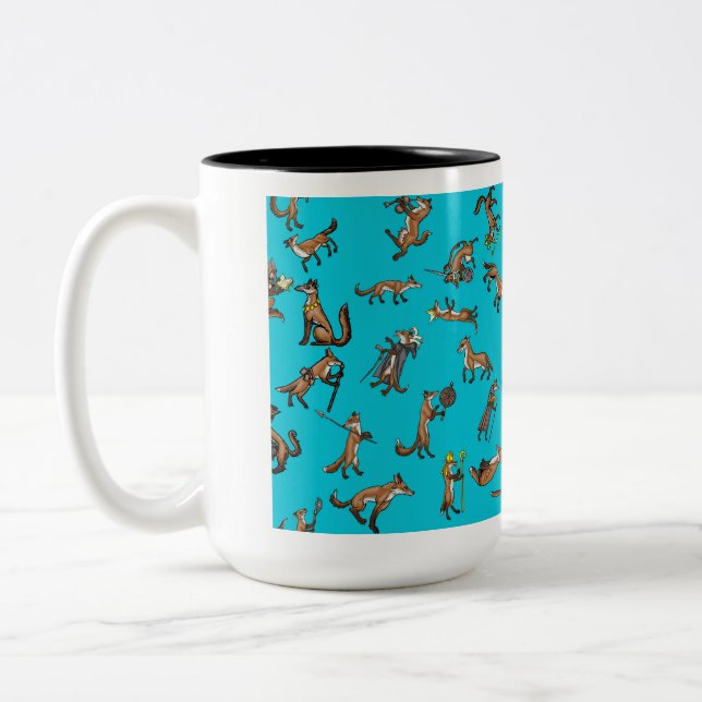 Medieval Foxes Two-Tone Coffee Mug (Left)