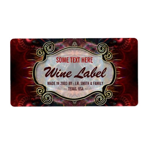 Medieval Fractals Gold Black  Red Wine Labels