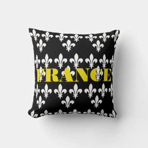 Medieval France Heraldic Print Monochromatic Art Throw Pillow