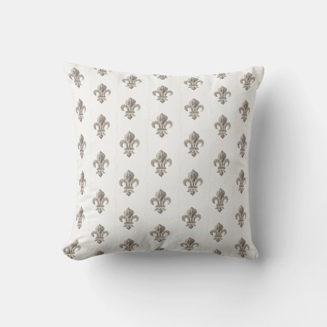 Medieval French Fleur de Lis Throw Pillow (Front)