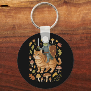 Medieval Frog on Orange Cat Goblincore Weird Stuff Keychain