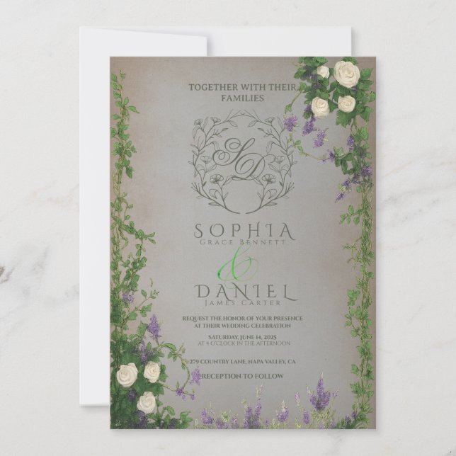Medieval Garden Romance Wedding Invitation (Front)