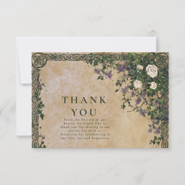 Medieval Garden Romance Wedding Thank You Card (Front)