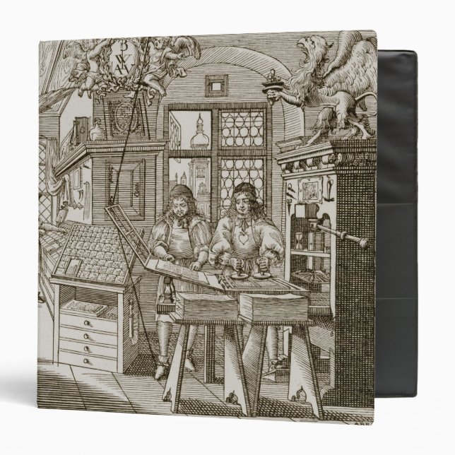 Medieval German printing press (engraving) Binder (Front/Inside)