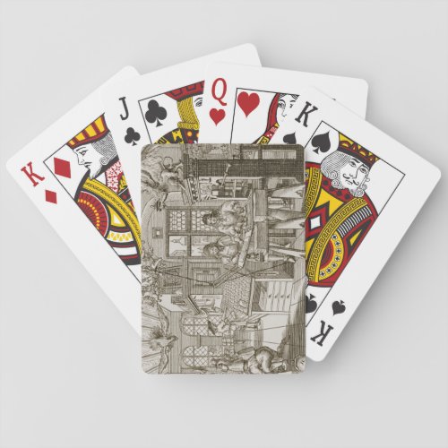Medieval German printing press engraving Poker Cards