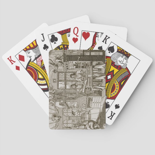 Medieval German printing press (engraving) Poker Cards (Back)