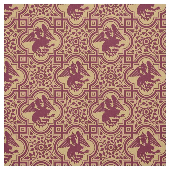 Medieval Germanic Griffin Dragon Pattern Fabric (Swatch)