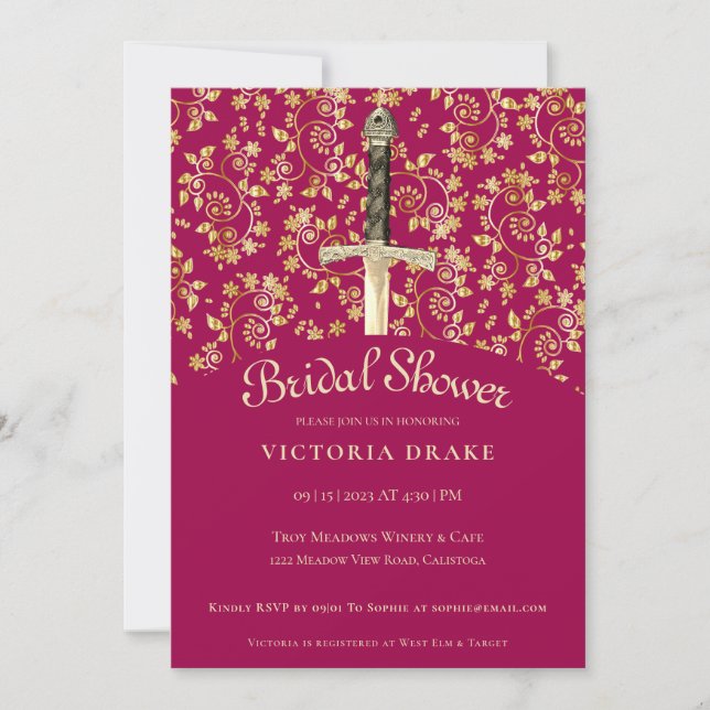 Medieval Gold Bridal Shower Invitation (Front)