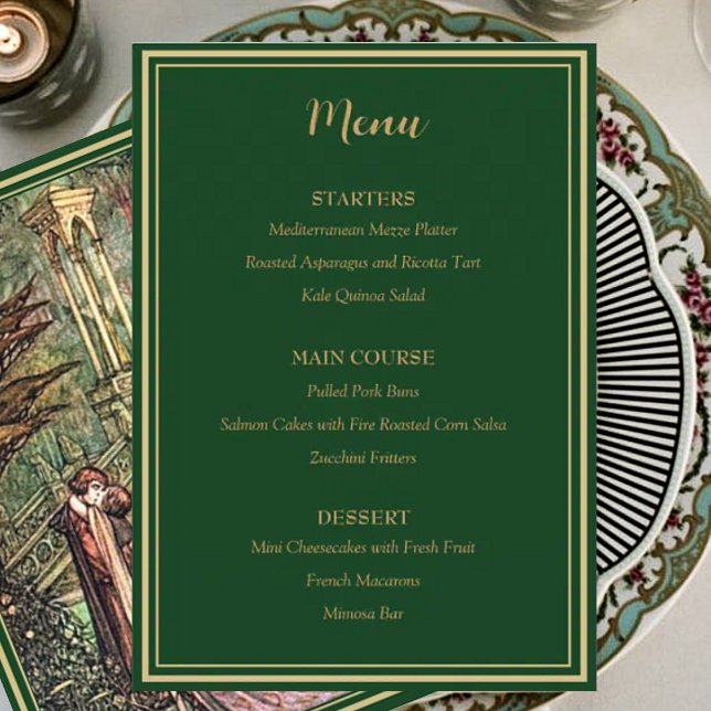 Medieval Gold Floral Hearts and Sword Wedding Menu (Creator Uploaded)