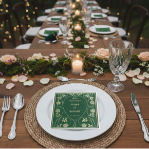 Medieval Gold Floral Hearts and Sword Wedding  Paper Dinner Napkins