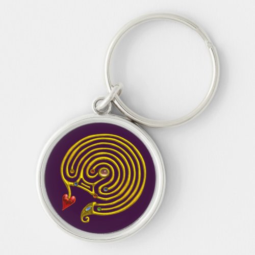 MEDIEVAL GOLD HYPER LABYRINTH AND GEMSTONES Purple Keychain