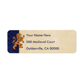 Medieval Gold Lion Blue Fleur de Lis Label