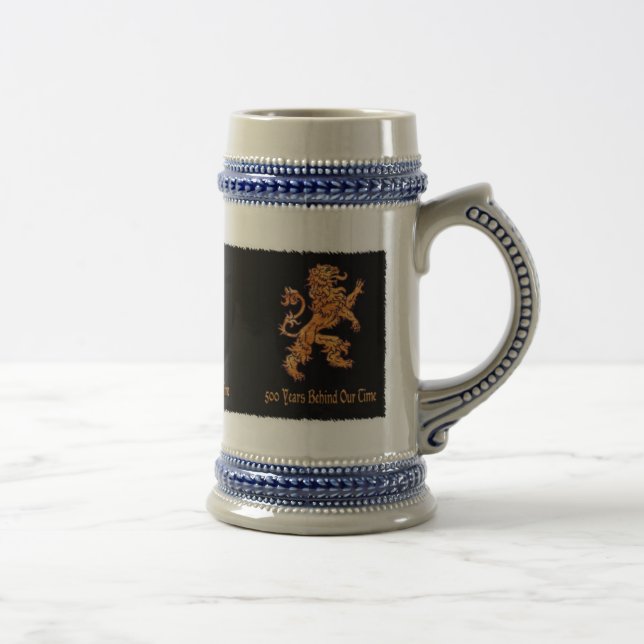 Medieval Gold Lion  on Black Beer Stein (Right)