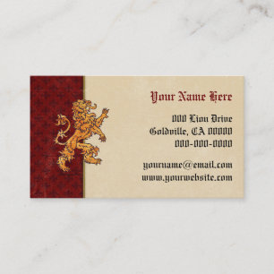 Medieval Gold Lion Red Fleur de Lis Business Card