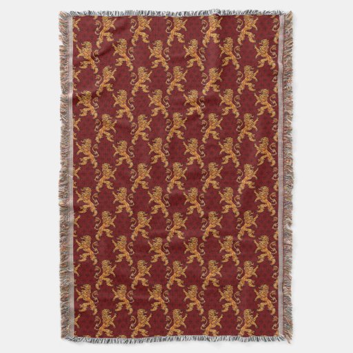 Medieval Gold Lion Red Fleur de Lis Throw Blanket | Zazzle