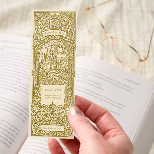 Medieval Gold Wedding Bookmark Save The Date