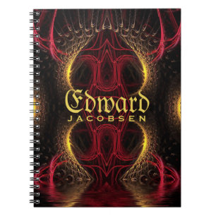 Medieval Golden Hearts Fantasy Fractal Art Notebook