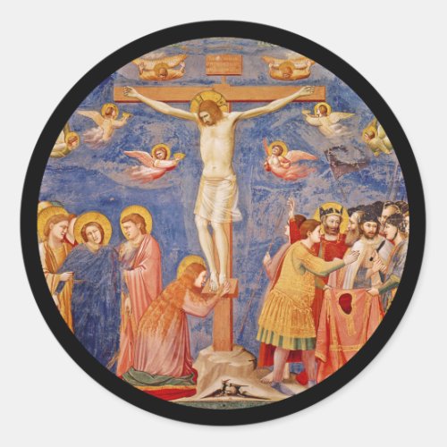 Medieval Good Friday Scene Classic Round Sticker