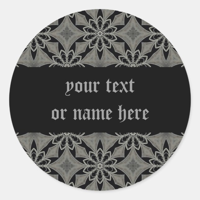 Medieval gothic flower customizable classic round sticker (Front)